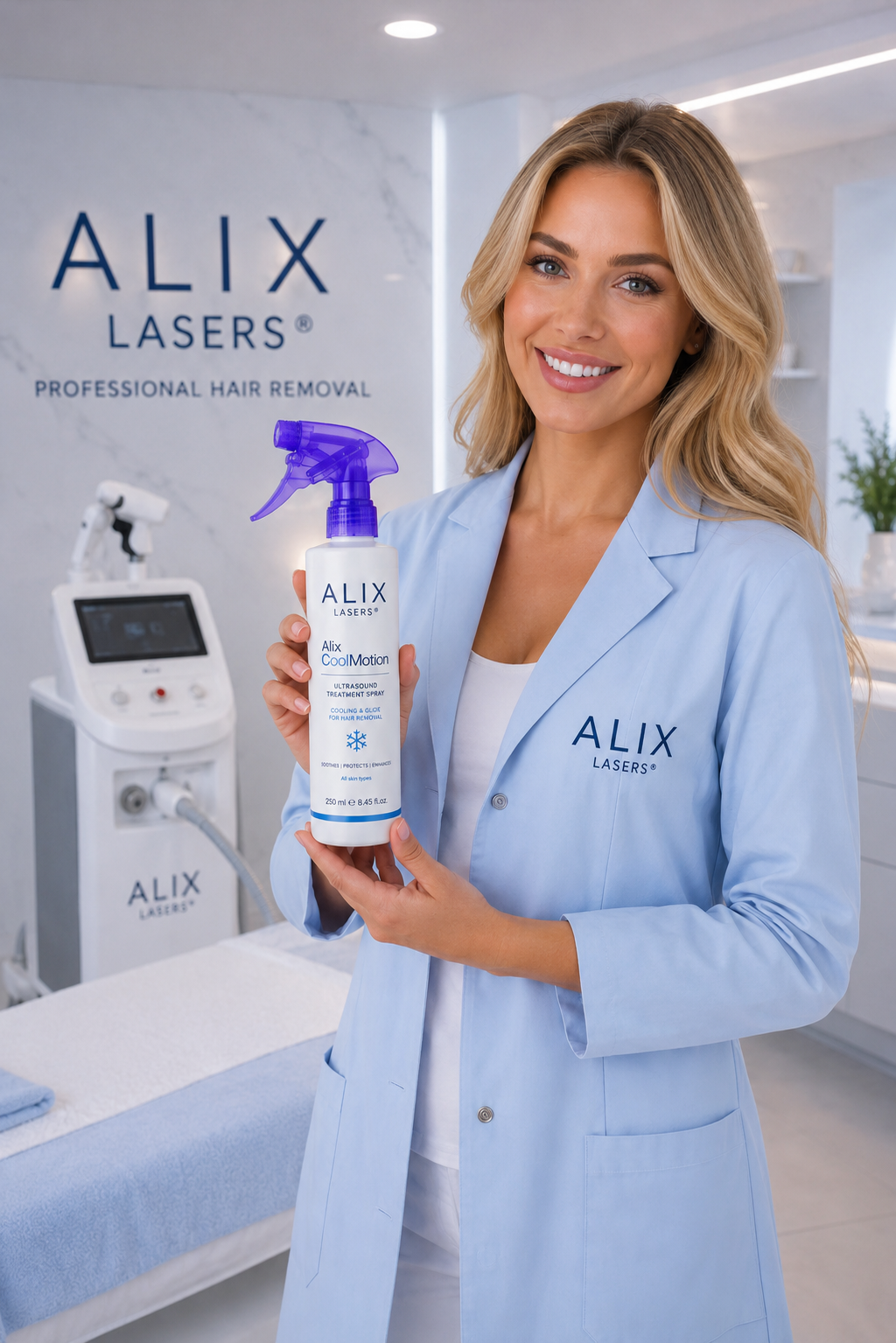 ALIX Lasers Expertin mit CoolMotion Spray